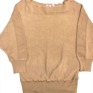 NWOT Carol Rose Women's Brown/Khaki Dolman Sweater SZ L